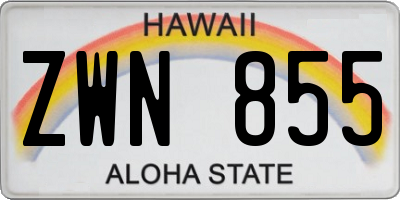 HI license plate ZWN855