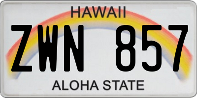HI license plate ZWN857