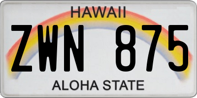 HI license plate ZWN875