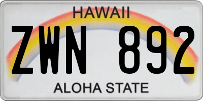 HI license plate ZWN892
