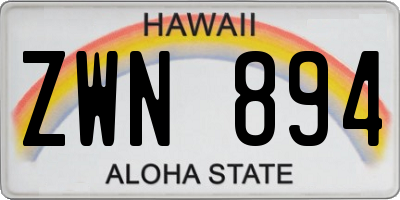 HI license plate ZWN894