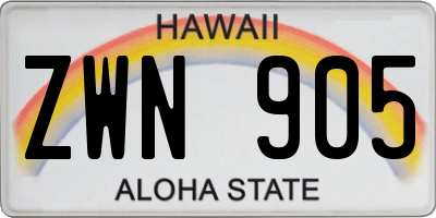 HI license plate ZWN905