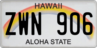 HI license plate ZWN906
