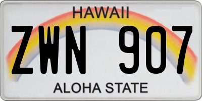 HI license plate ZWN907