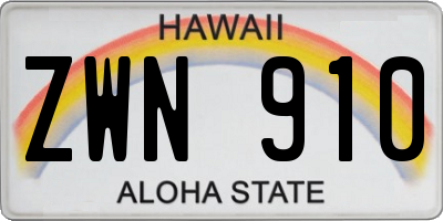 HI license plate ZWN910