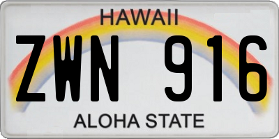 HI license plate ZWN916