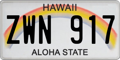 HI license plate ZWN917