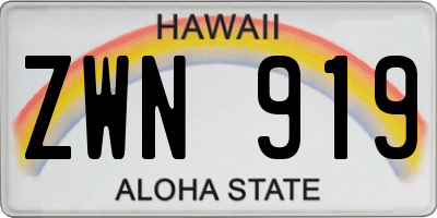 HI license plate ZWN919