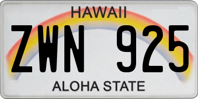 HI license plate ZWN925