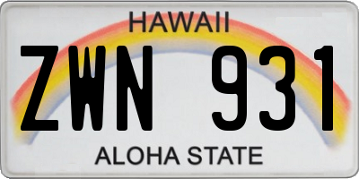 HI license plate ZWN931