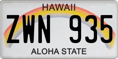HI license plate ZWN935