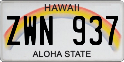 HI license plate ZWN937