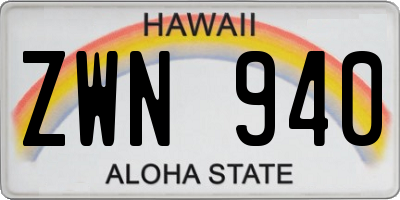 HI license plate ZWN940