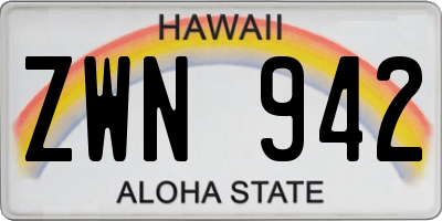 HI license plate ZWN942