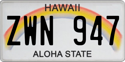 HI license plate ZWN947