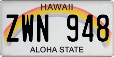 HI license plate ZWN948