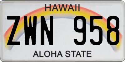 HI license plate ZWN958