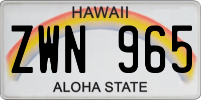 HI license plate ZWN965