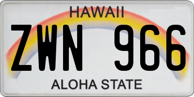 HI license plate ZWN966