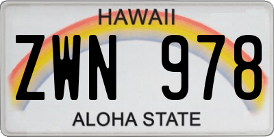 HI license plate ZWN978
