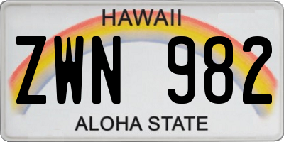 HI license plate ZWN982