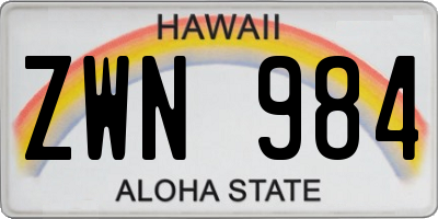 HI license plate ZWN984