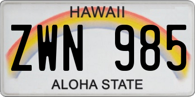 HI license plate ZWN985