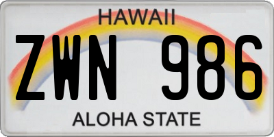 HI license plate ZWN986