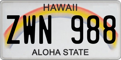 HI license plate ZWN988