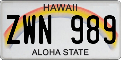 HI license plate ZWN989