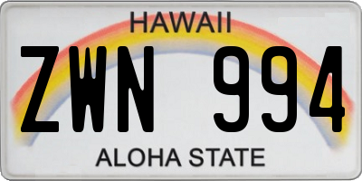 HI license plate ZWN994
