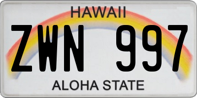 HI license plate ZWN997