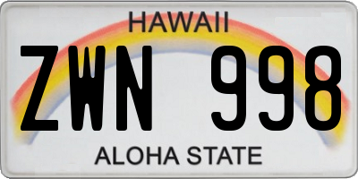 HI license plate ZWN998