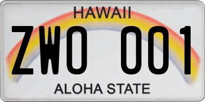 HI license plate ZWO001