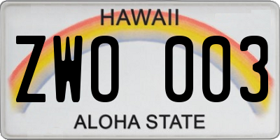 HI license plate ZWO003