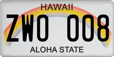HI license plate ZWO008