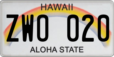 HI license plate ZWO020