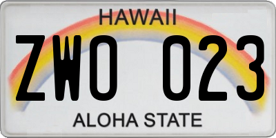 HI license plate ZWO023
