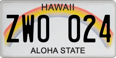 HI license plate ZWO024