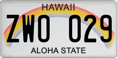 HI license plate ZWO029