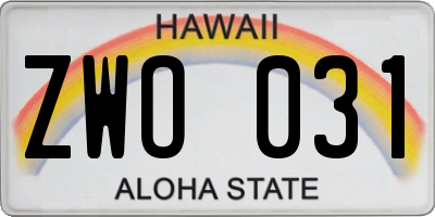HI license plate ZWO031