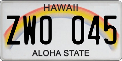 HI license plate ZWO045