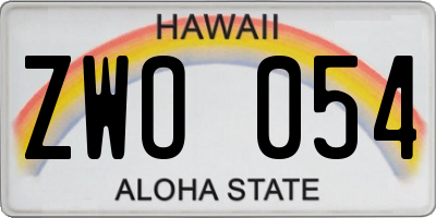 HI license plate ZWO054
