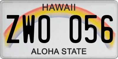 HI license plate ZWO056