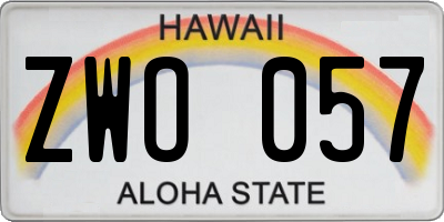 HI license plate ZWO057