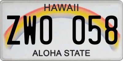 HI license plate ZWO058