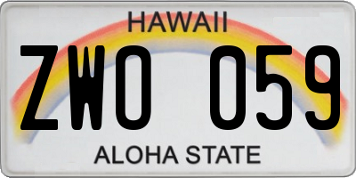 HI license plate ZWO059