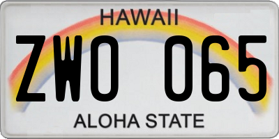 HI license plate ZWO065