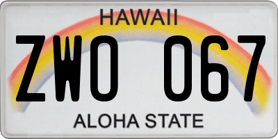 HI license plate ZWO067