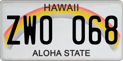 HI license plate ZWO068